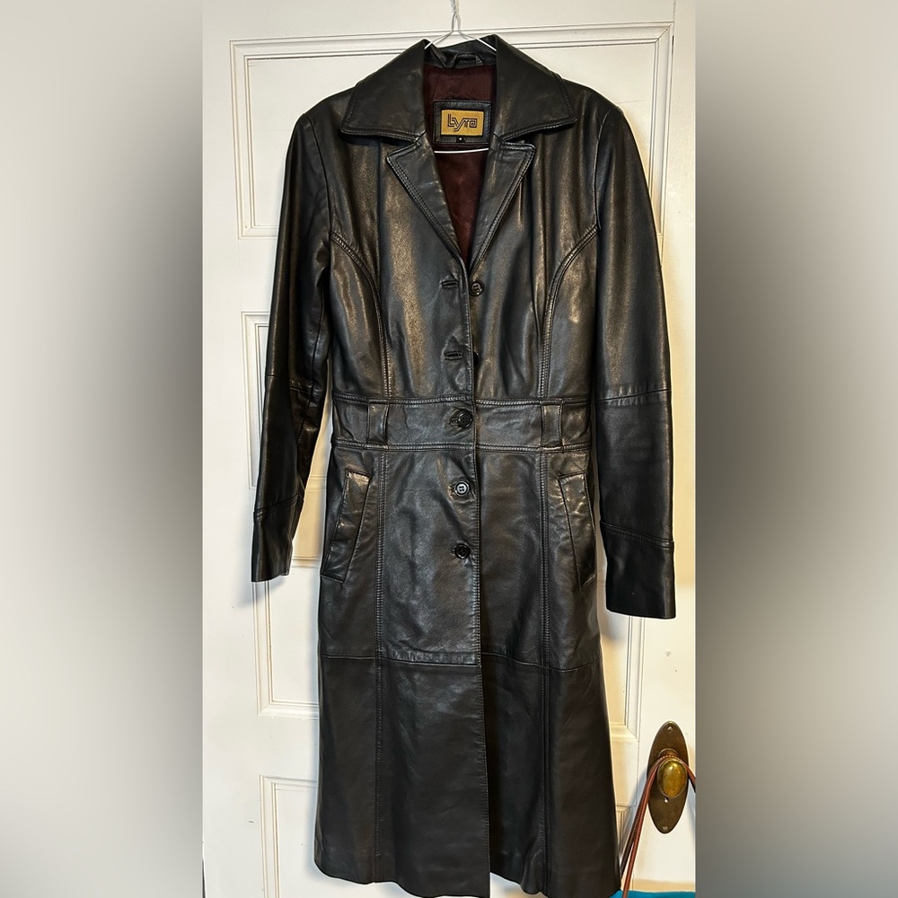 Women's Black Leather Coat